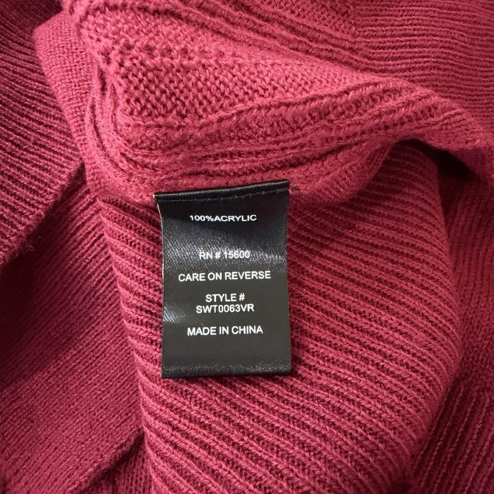 Violets & Roses Pullover Henley Sweater Tunic Top Large Dark Rumba Red Collared - Picture 7 of 10